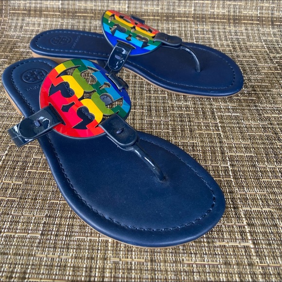 Tory Burch Miller Leather rainbow Sandals size 6 - Picture 3 of 9